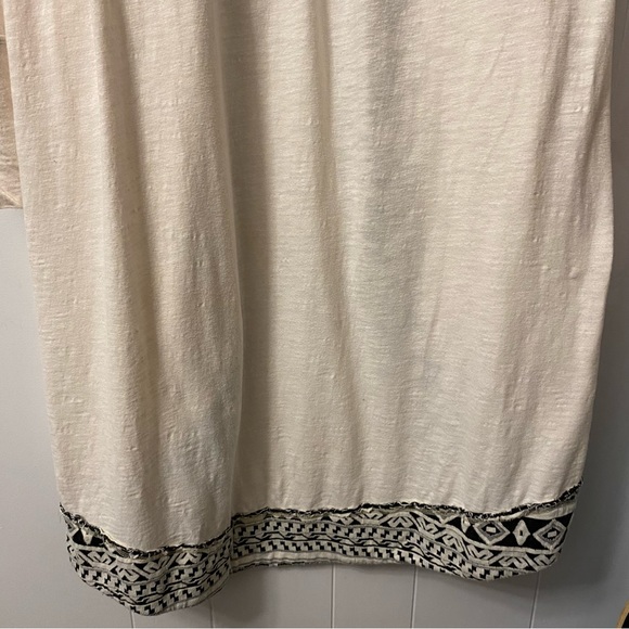 Free People Long Hood Aztec Trim Cardigan Hooded Pockets White Black Cre… - Picture 7 of 16